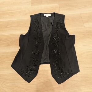 Alfred Dunner - Beaded Details Floral Black Vest - Size 10